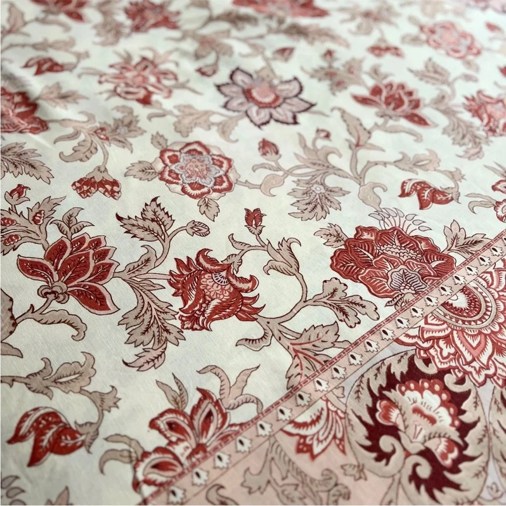 Pottery Barn Tascha Floral Palempore Jacobean Full/Queen Rust Red Duvet Cover